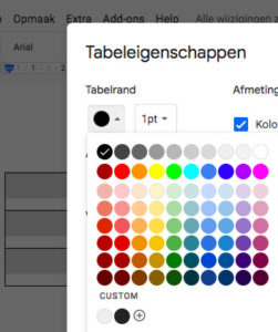 Kleur van de tabelrand instellen in Google Documenten