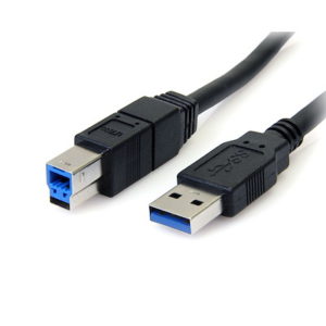 Een USB 3.0 kabel herken je aan het blauwe blokje binnenin.